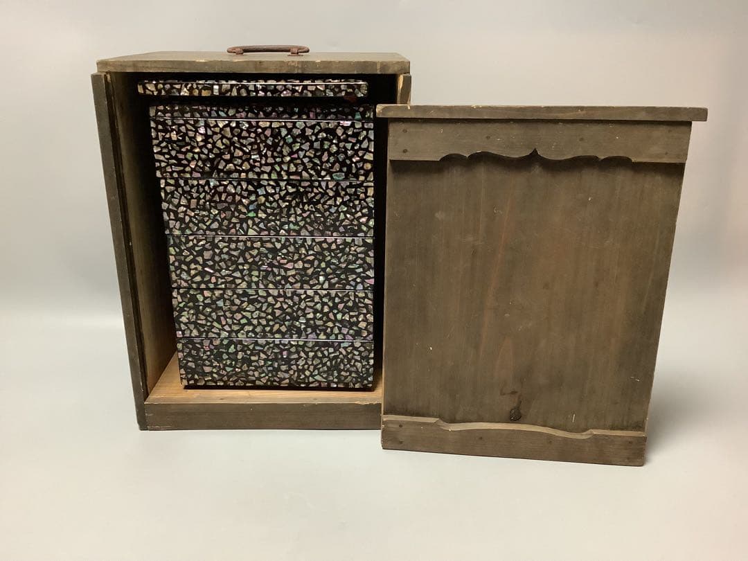 螺鈿　青貝　重箱　五段重　替え蓋付き