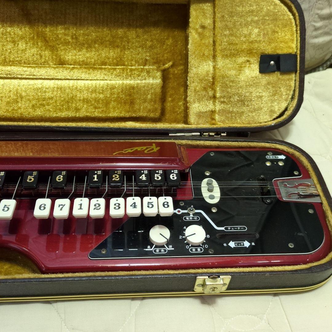 スズキ 電気大正琴 蘭 赤 ケース付き 5弦