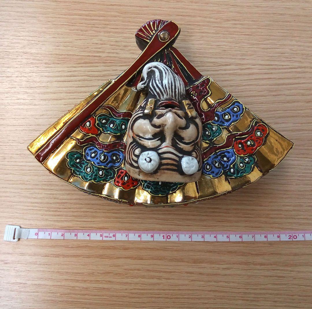 九谷焼　色絵扇面・扇型　香炉　たたみ付き