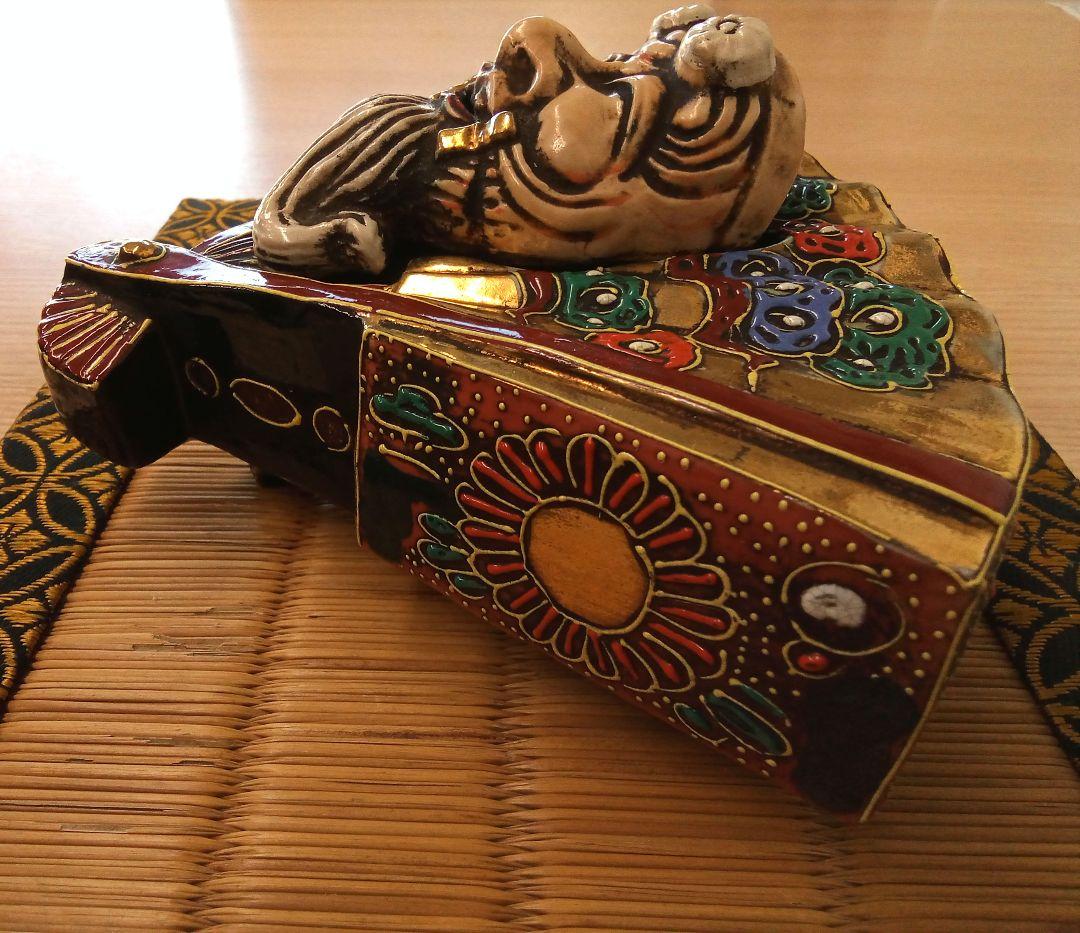 九谷焼　色絵扇面・扇型　香炉　たたみ付き