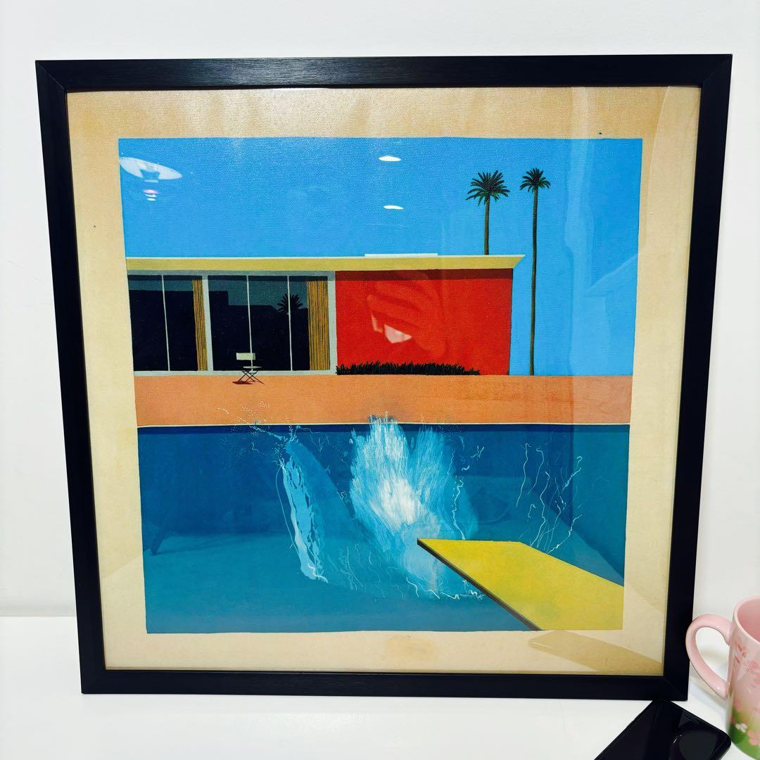 【50cm×50cm額付ポスター】デイヴィッド・ホックニー  「大きな水しぶき」