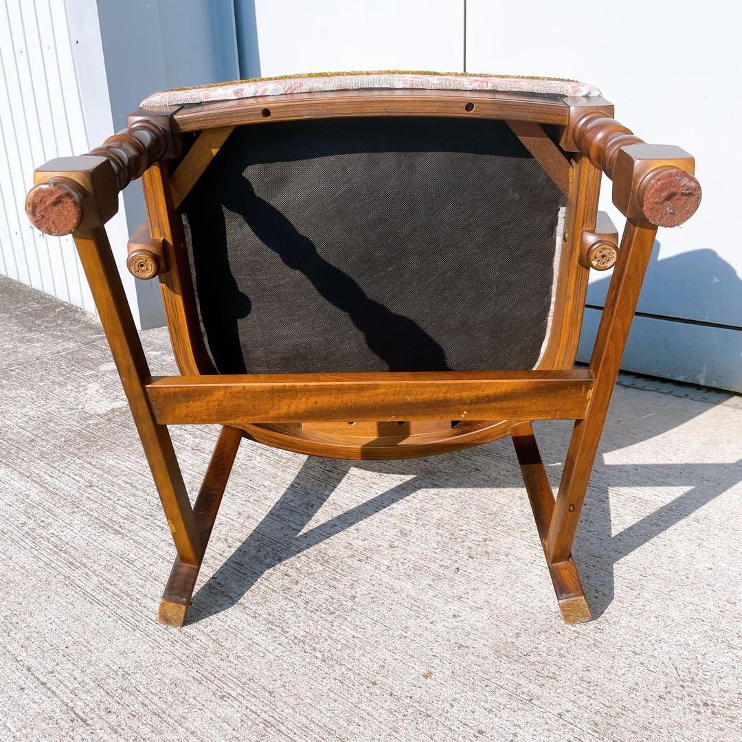 オールドカリモク コロニアル 花柄 ベロア アームチェア ダイニングチェア