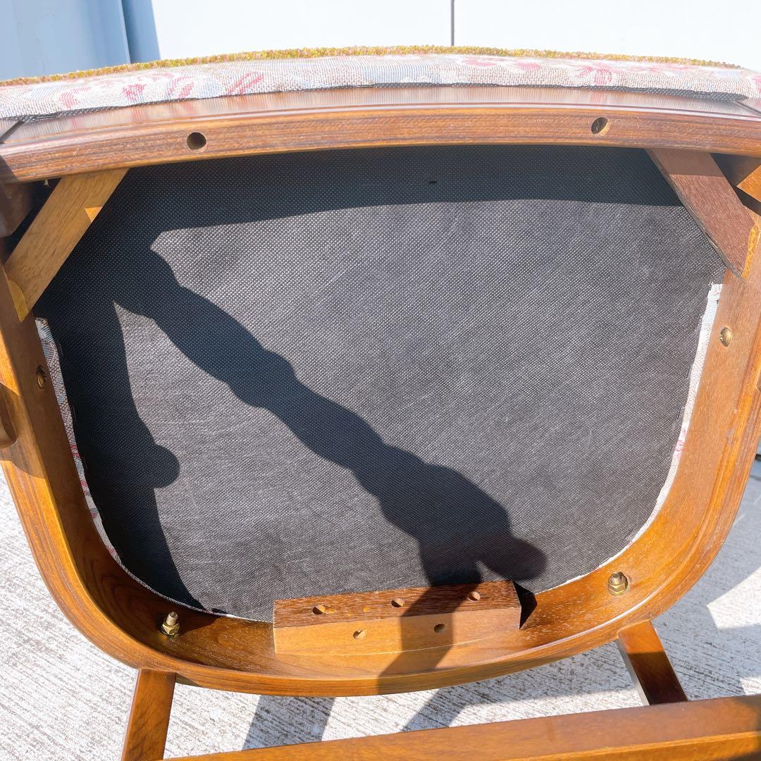 オールドカリモク コロニアル 花柄 ベロア アームチェア ダイニングチェア