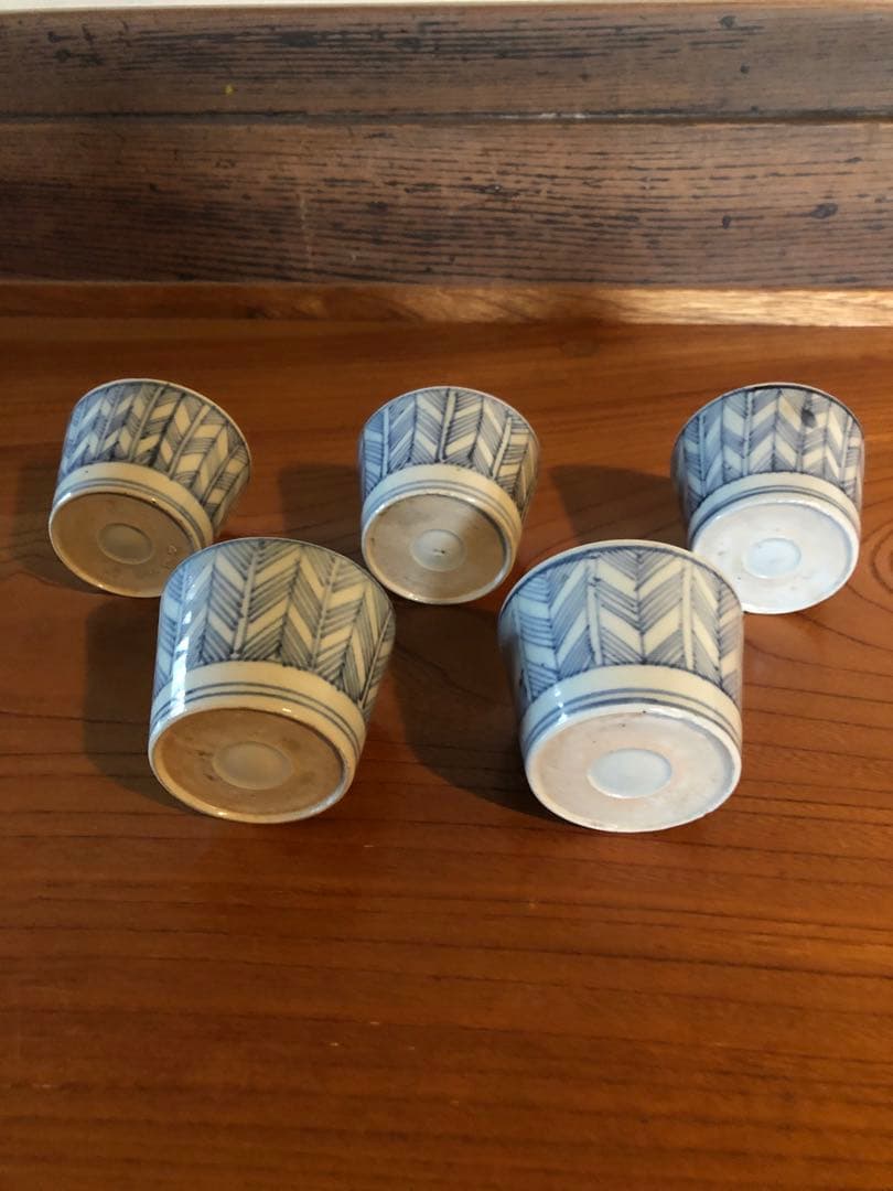 古伊万里矢羽根文そば猪口5客