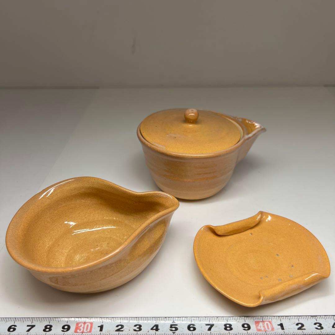 名工　十四代　坂倉新兵衛　萩焼煎茶器セット　共箱　東な7-0810①