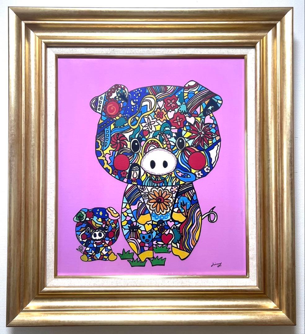 SALE【F10号】ジミー大西【PIG】手描き/表裏サイン有り/油彩/アクリル
