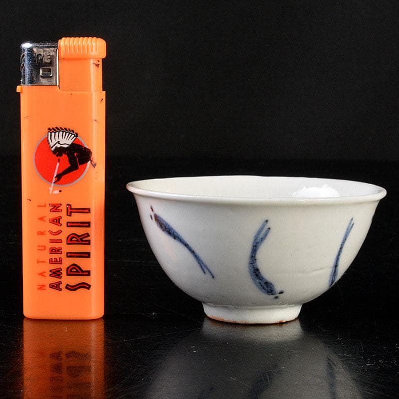 中国　南京染付　青花メダカ文煎茶碗　五客　M　6845