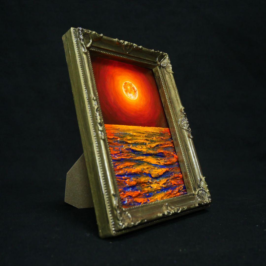 油絵 油彩 油彩画 絵 絵画 ミニ絵画【神秘的な夜】