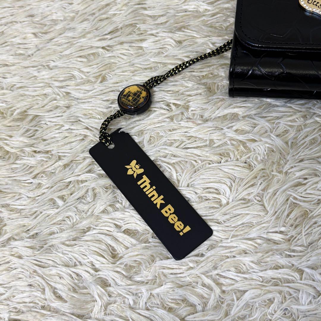 現行【未使用】シンクビー 三つ折り財布 ハーティハート ブラック 黒 がま口