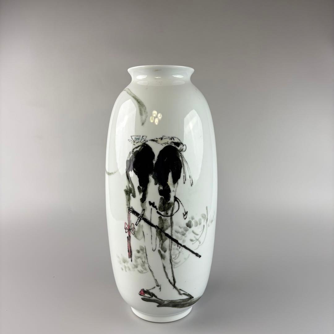 中国 景徳鎮 漢詩紋 花瓶 高さ約35cm