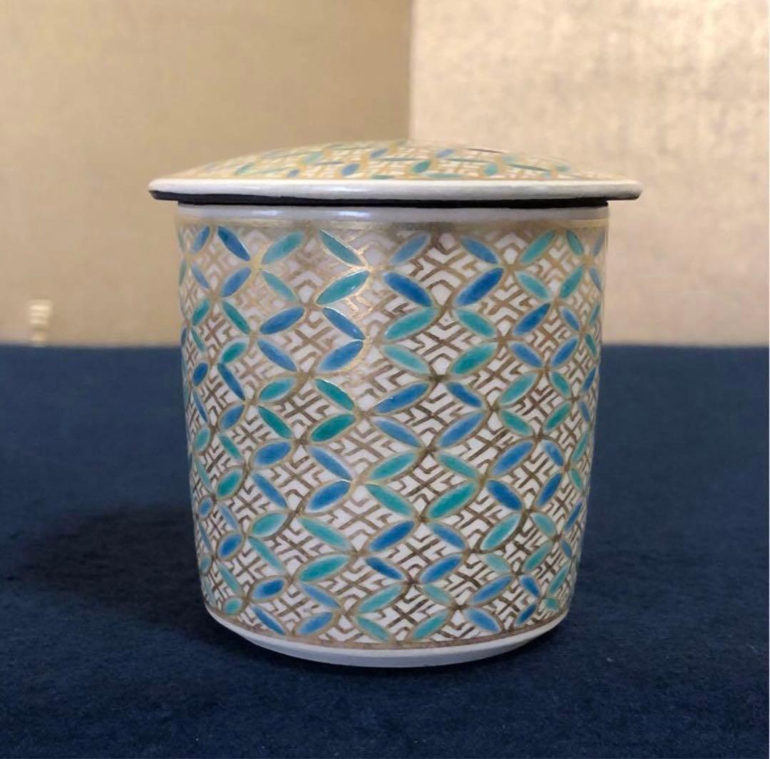 《R》茶道具2点組①鶴香合 益生②仁清写七宝小紋詰 陶楽造260107か5