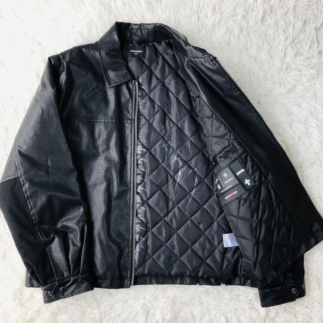 unknown ライダース スカル柄 ライトストーン XL ジャケット メンズ