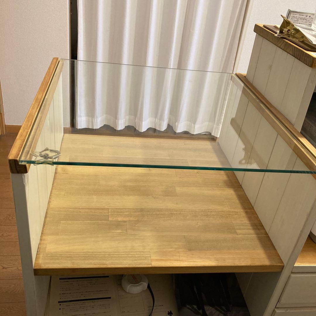 店舗用 レジカウンター 什器 木製 ガラスケース付き 幅95cm