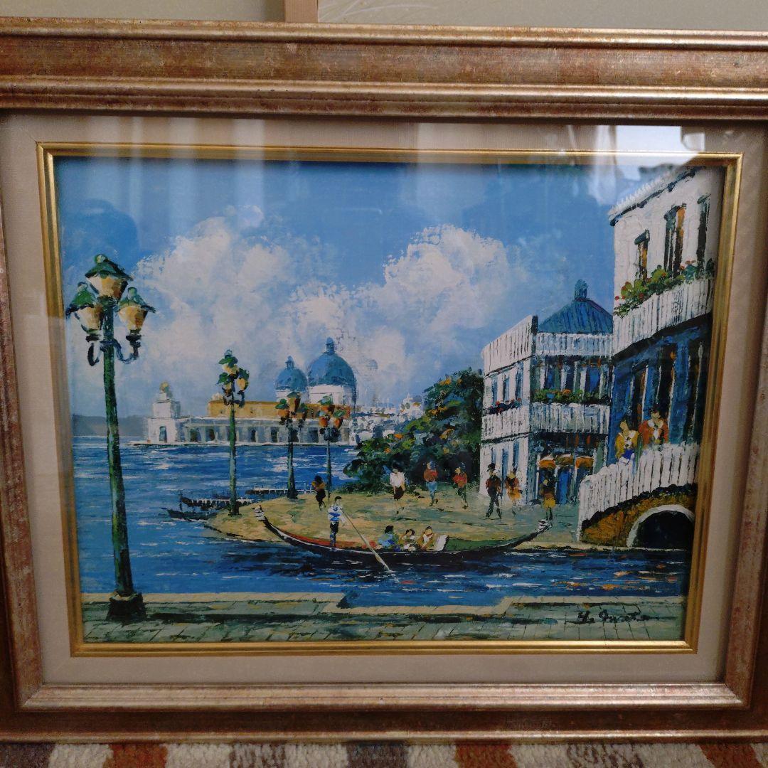 風景　油絵 　 作家サイン入り イタリア　ベネチア　ベニス とても素敵です。6F