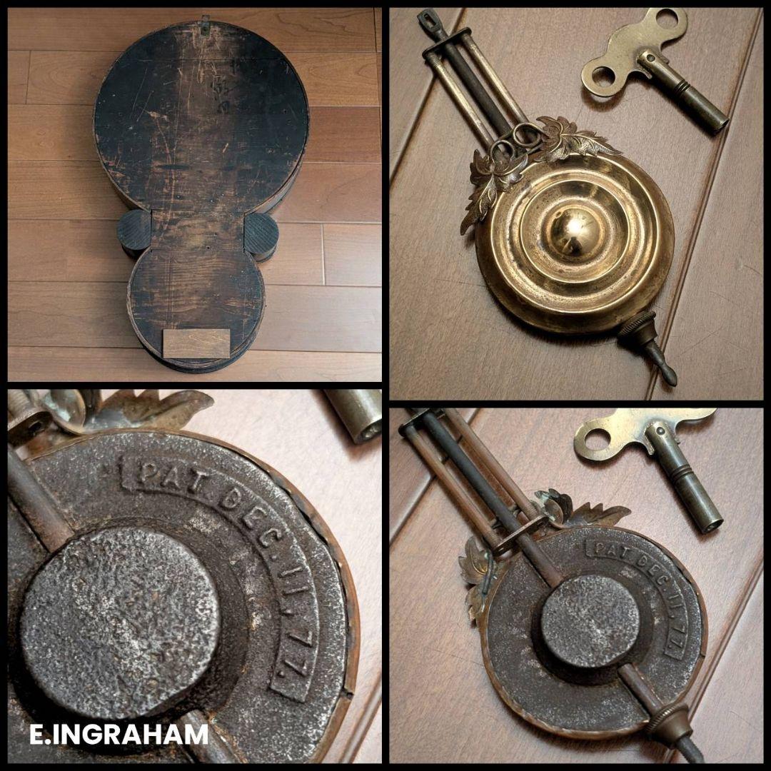 古時計　アンティーク掛時計　ダルマ掛時計 四つ丸　イングラハム　ゼンマイ掛時計