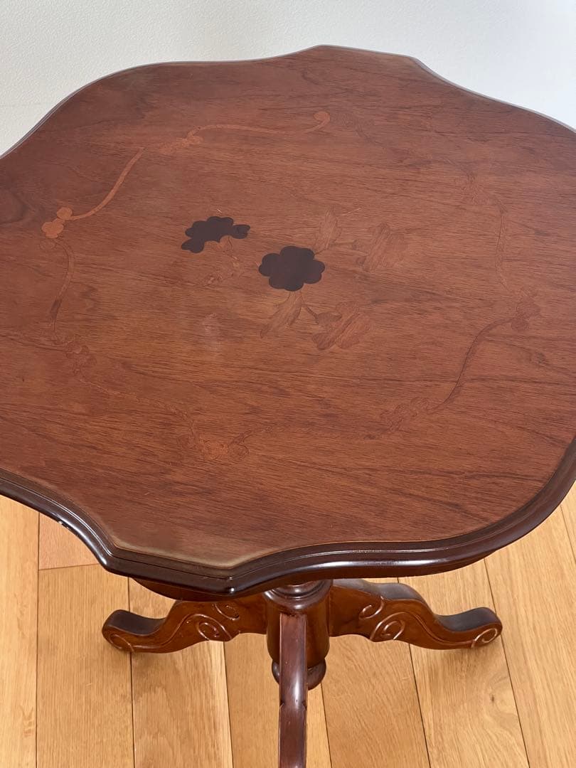 象嵌細工 コーヒーテーブル サイドテーブル 飾り台 波型天板 アンティーク