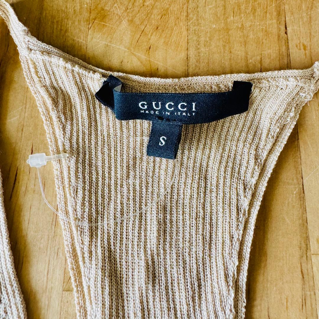 【新品未着用】GUCCI トムフォード期◆ヴィンテージベージュ絹タンクトップ S