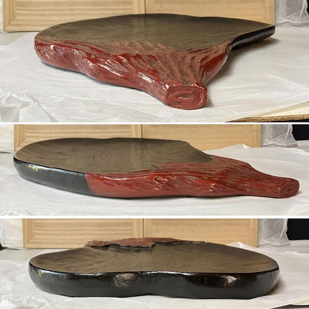 e3091 茄子形 煎茶盆 巾43.7cm 茄子 ナス 盆 煎茶道具 茶道具