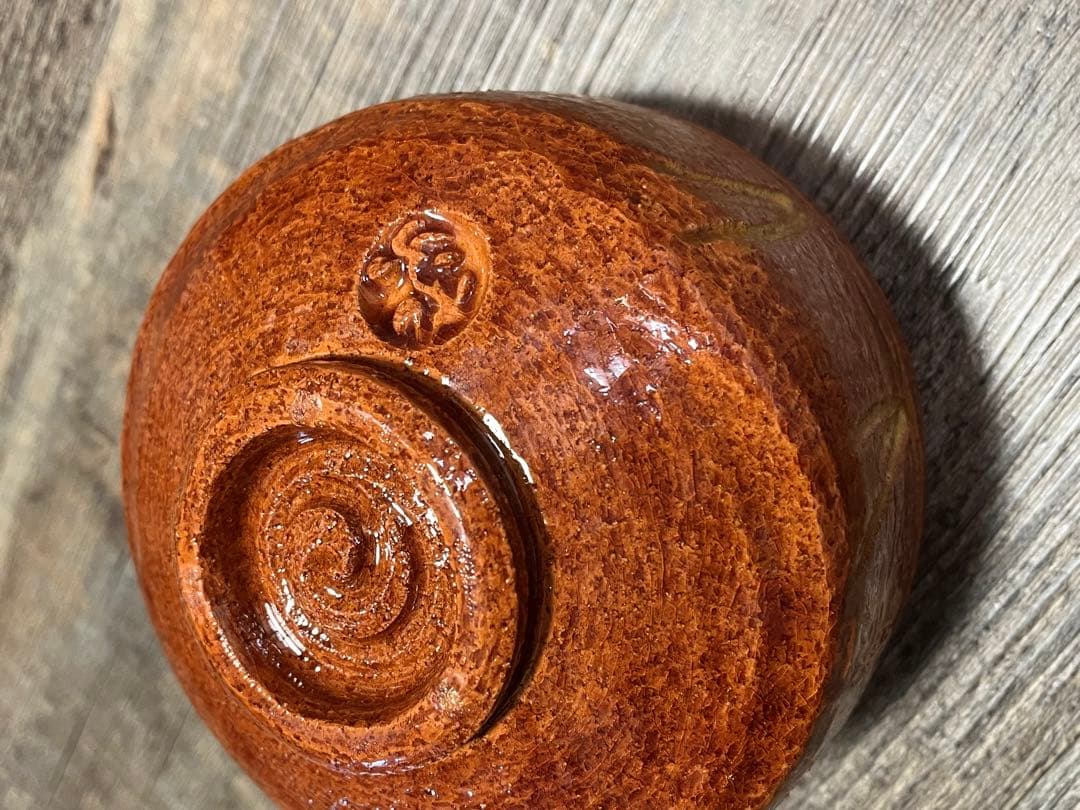 飴色釉 抹茶茶碗　注連縄