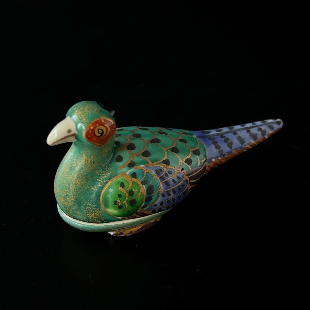 茶道具　色絵　仁清写し　雉　きじ　香合　橋本永豊　共箱　稽古　茶会　京焼