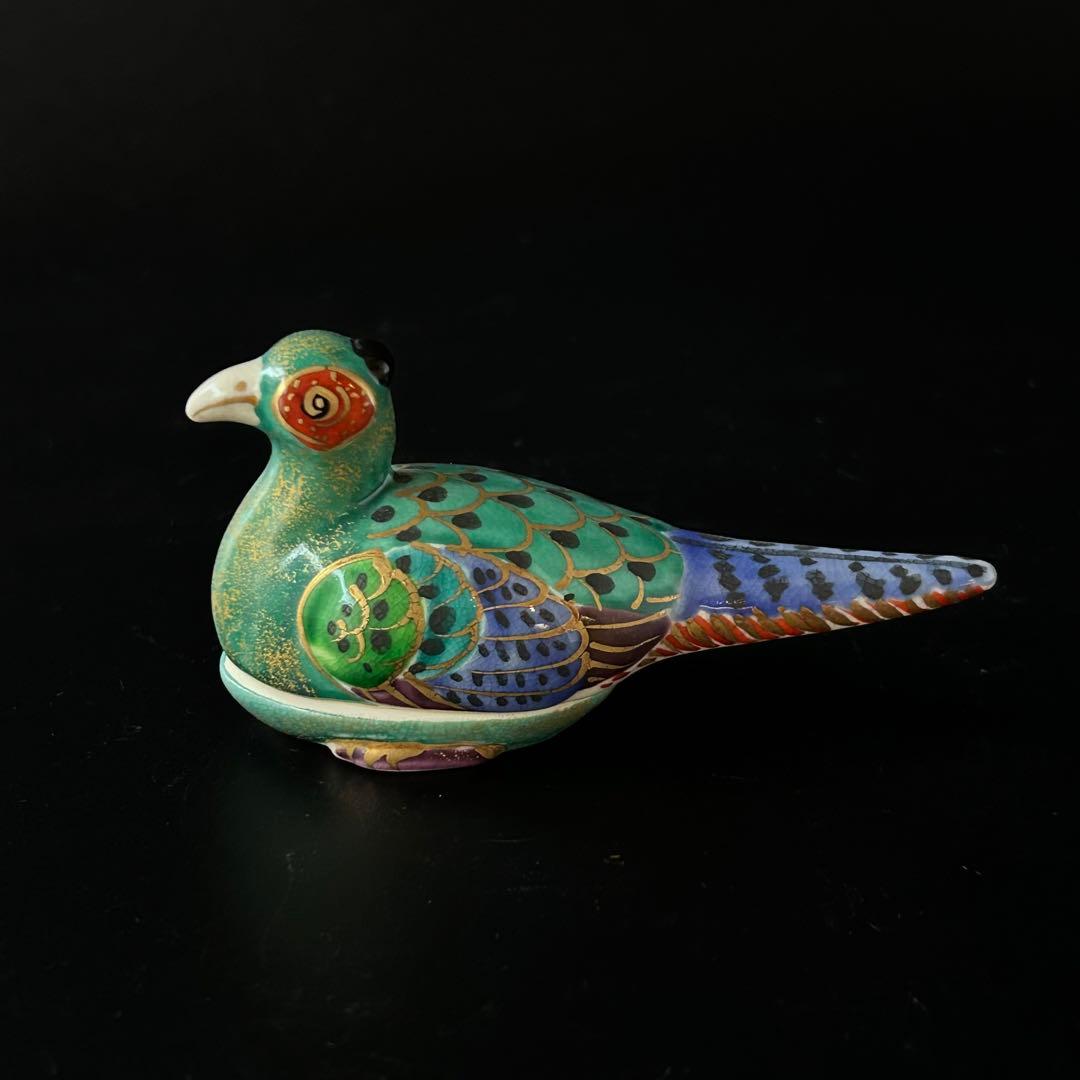 茶道具　色絵　仁清写し　雉　きじ　香合　橋本永豊　共箱　稽古　茶会　京焼