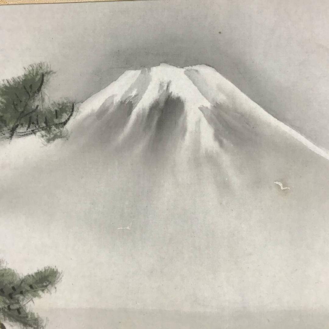 真作/今井景樹/富嶽人物図/雪景富士人物図/横物/掛軸☆宝船☆AK-425