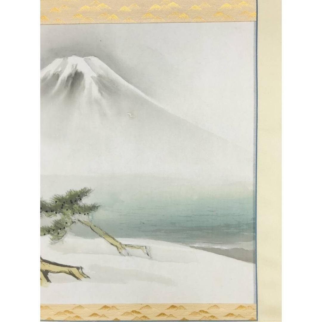 真作/今井景樹/富嶽人物図/雪景富士人物図/横物/掛軸☆宝船☆AK-425