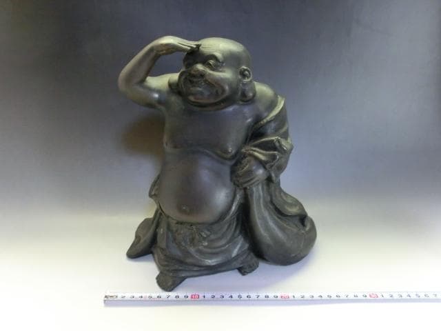 置物●古銅製とても良い笑顔の布袋様 古い銅器 布袋さん 古民具 時代物 骨董品■