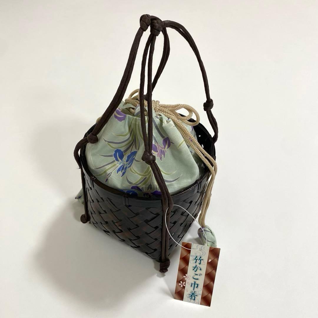 【浴衣4点セット】浴衣　半幅帯　かごバッグ　下駄　あじさい　紫陽花　焦茶　夏日記