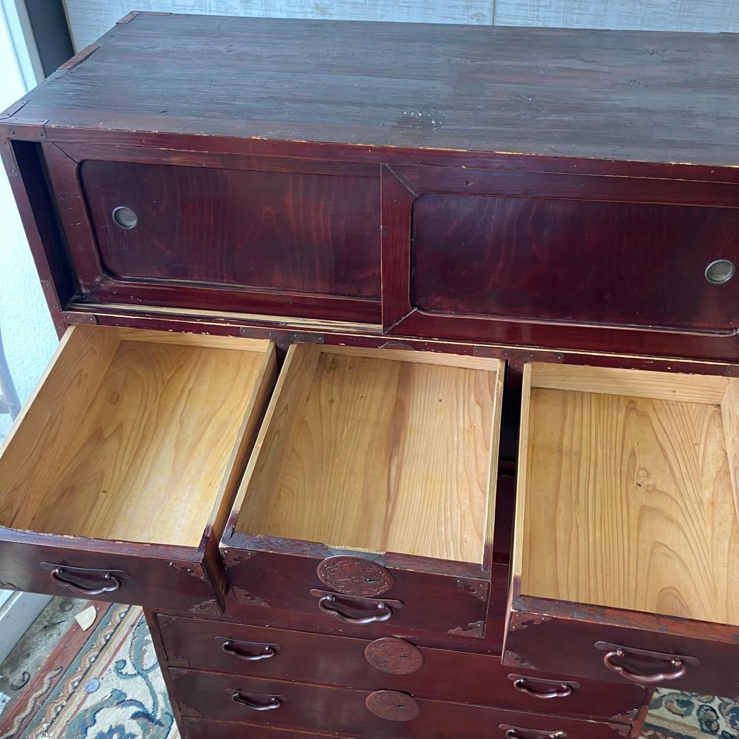 昭和レトロ 古家具 仙台箪笥 3分割 7段 引き出し箪笥 時代箪笥 古民家