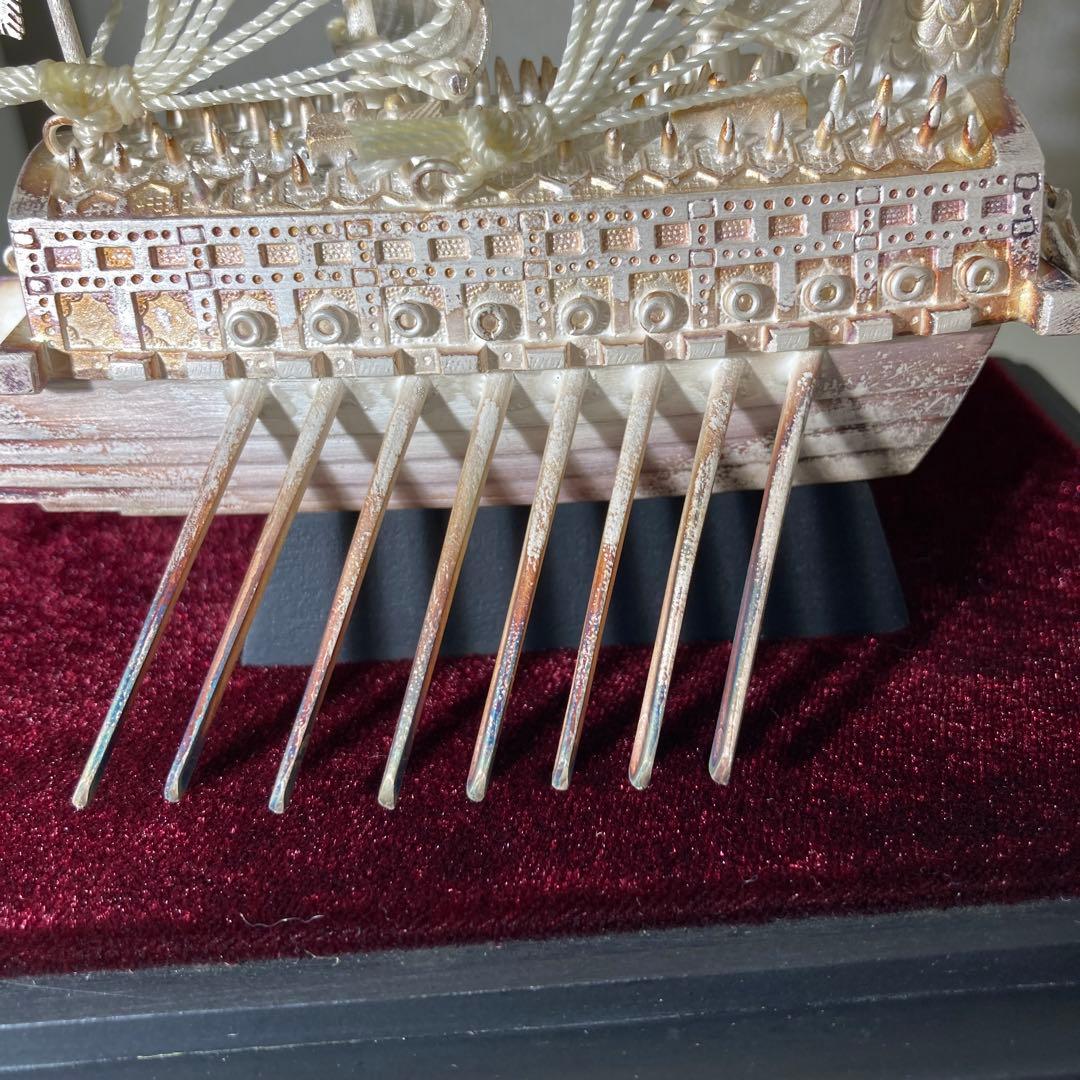 純銀99.9% 亀甲船置物 韓国造船記念品　韓国銀工芸品　ケース付き