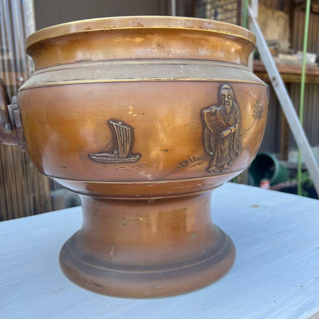 昭和レトロ 銅製火鉢 2つ アンティーク ヴィンテージ 古道具 古民家 双耳