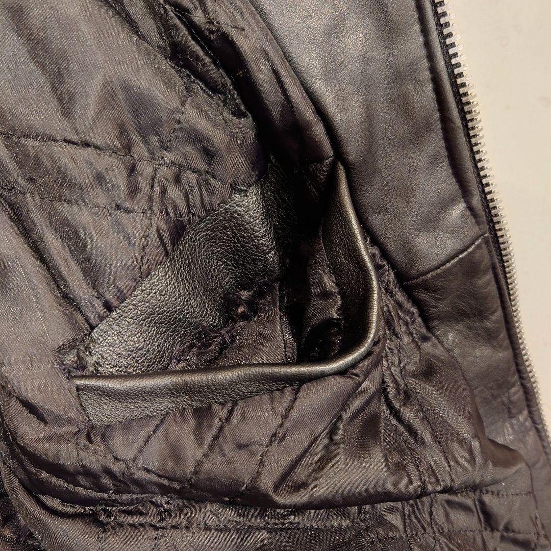 USヴィンテージ レザーライダースダブル 黒 牛革 サイドレースアップ