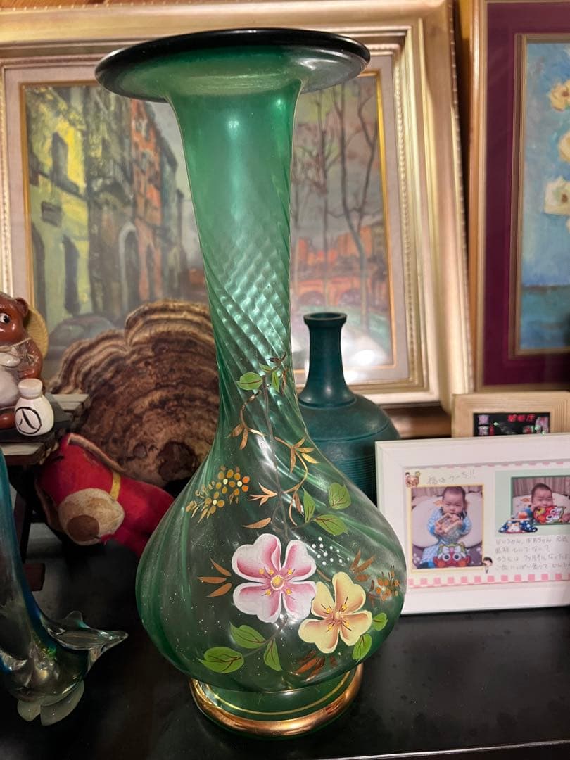 花瓶　一輪挿し　ガラス細工　可愛い　お花柄　金