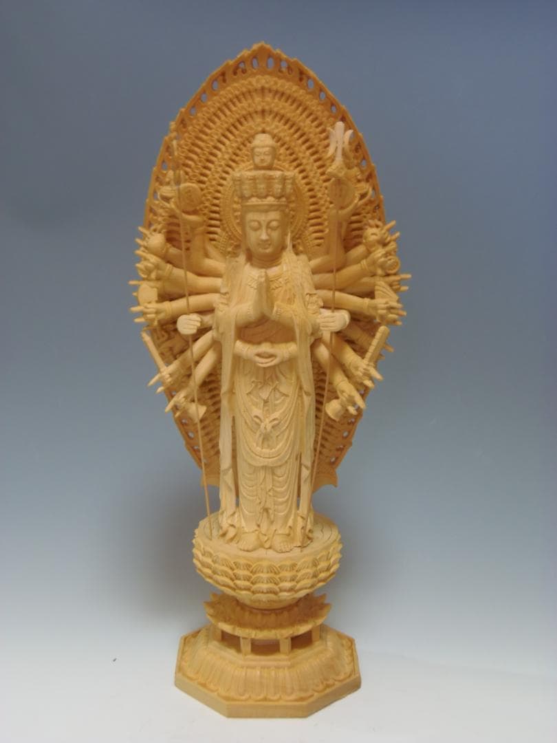 木彫仏像 千手観音 千手観世音菩薩 仏像 木彫 ヒノキ