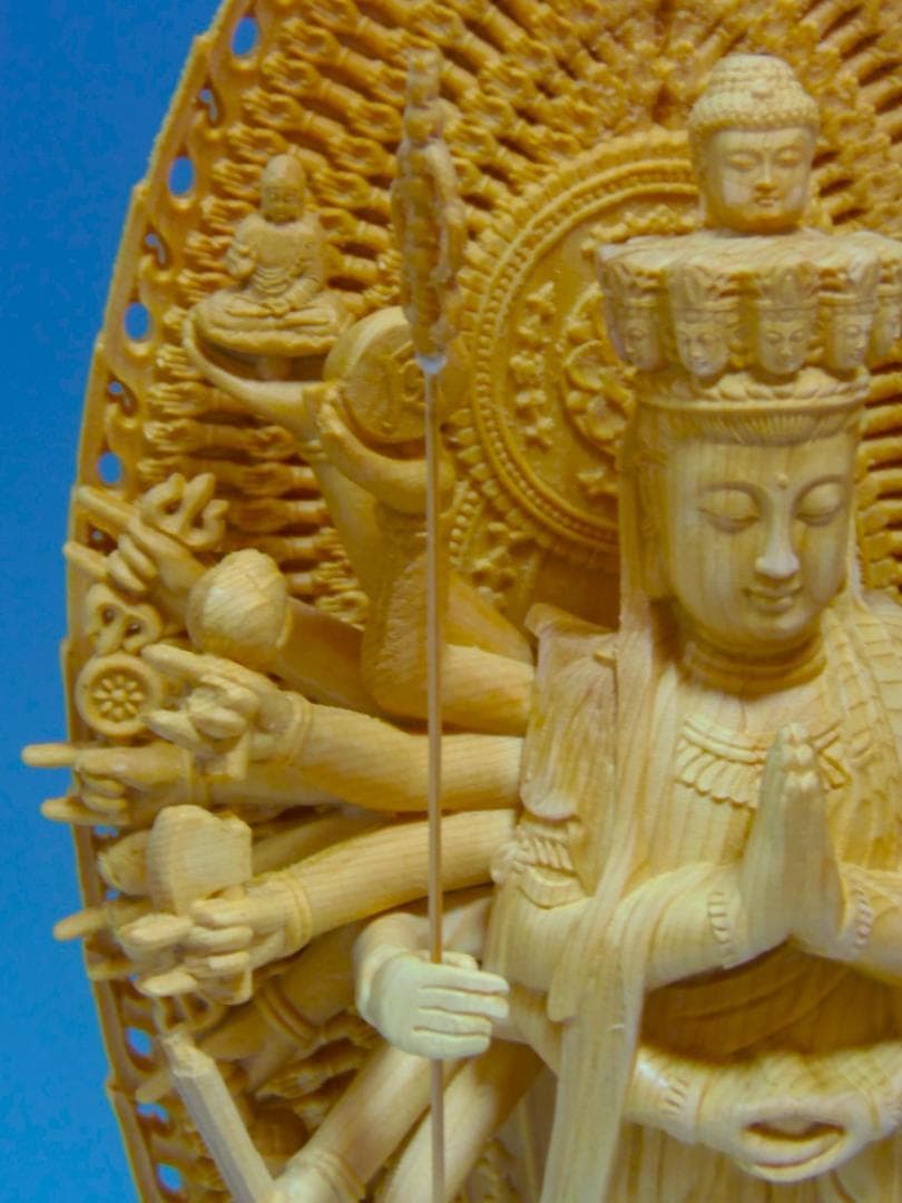 木彫仏像 千手観音 千手観世音菩薩 仏像 木彫 ヒノキ