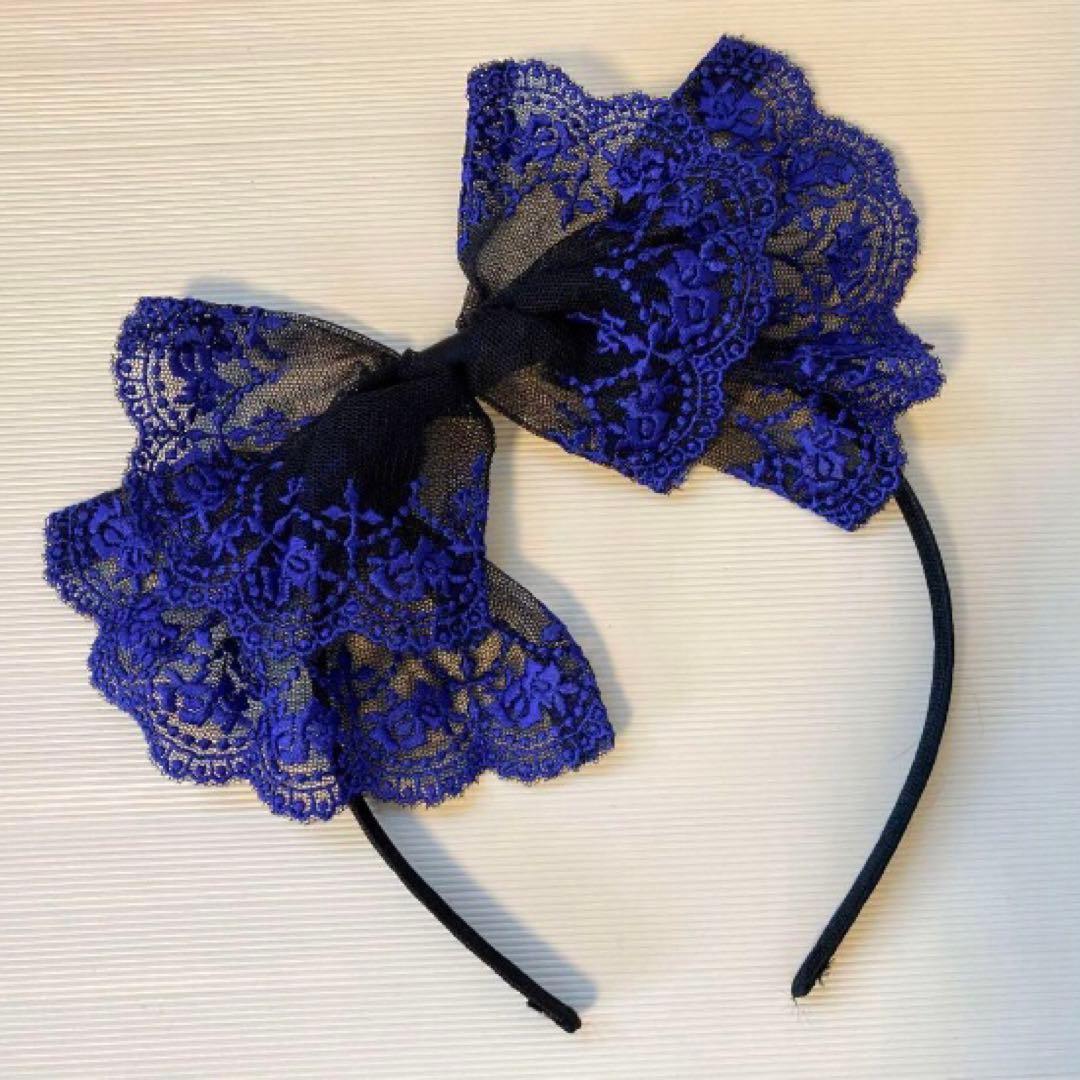 Moi-meme-Moitie バラ十字架レース リボンカチューシャ