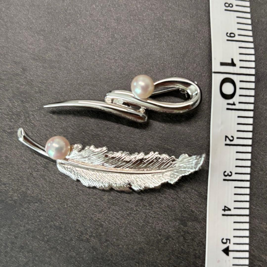 極美品　TASAKI　ブローチ 2点セット　田崎 真珠 パール シルバー 羽