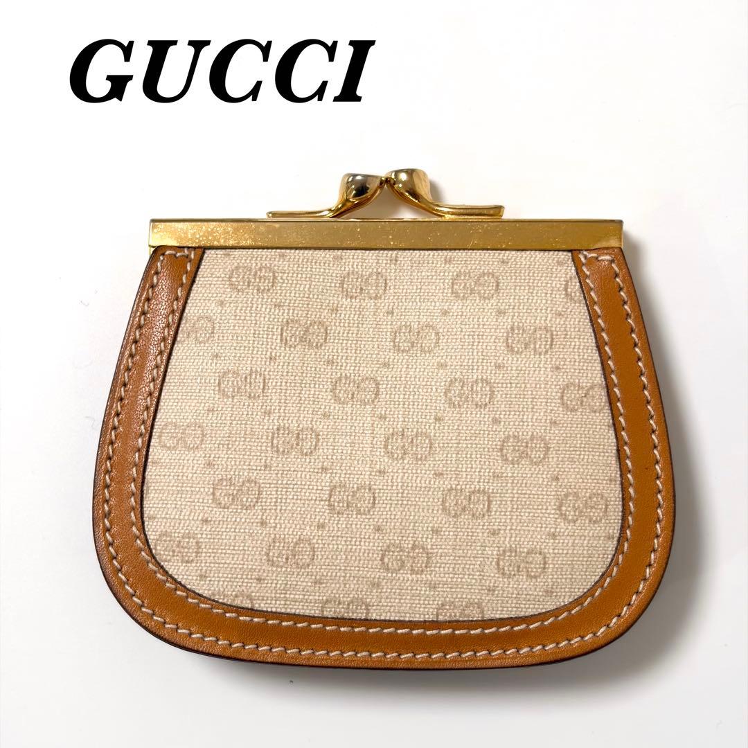 GUCCI グッチ GG柄 がま口 ケース 小銭入れ ベージュ ブラウン