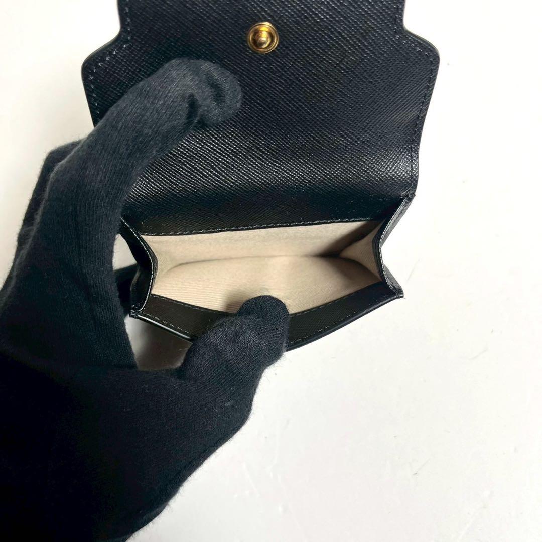 【極美品・付属品完備✨】マルニ ミニウォレット 三つ折り レザー トランク 黒