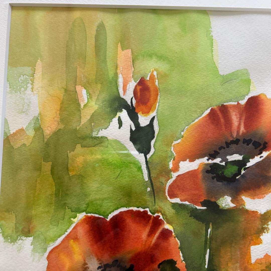 絵画　花　アネモネ　木製額装