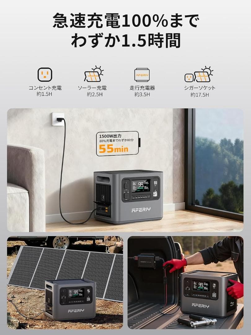 【ほぼ新】AFERIY P280 ポータブル電源 大容量2048Wh PSE認証