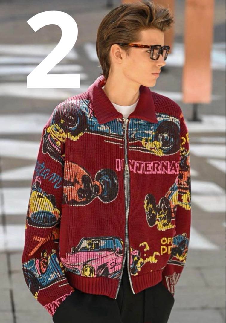 ジャケット・アウター sacai 25SS Car Race Print Knit Blouson