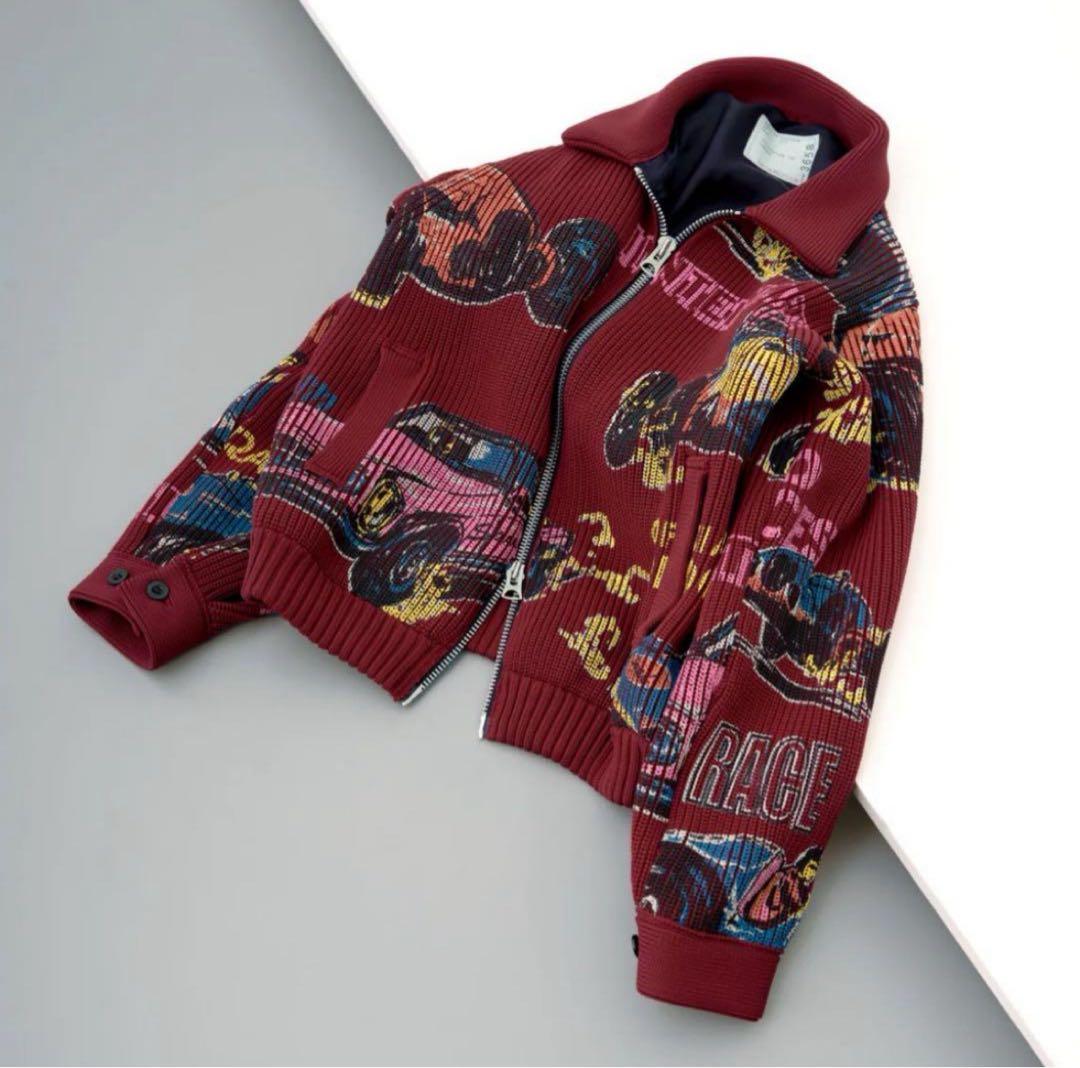 ジャケット・アウター sacai 25SS Car Race Print Knit Blouson