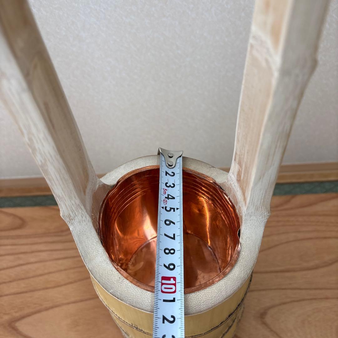 45 最終お値下げ！　美品　根付き　二重切り　二重切　 生け花　竹花入れ　華道具