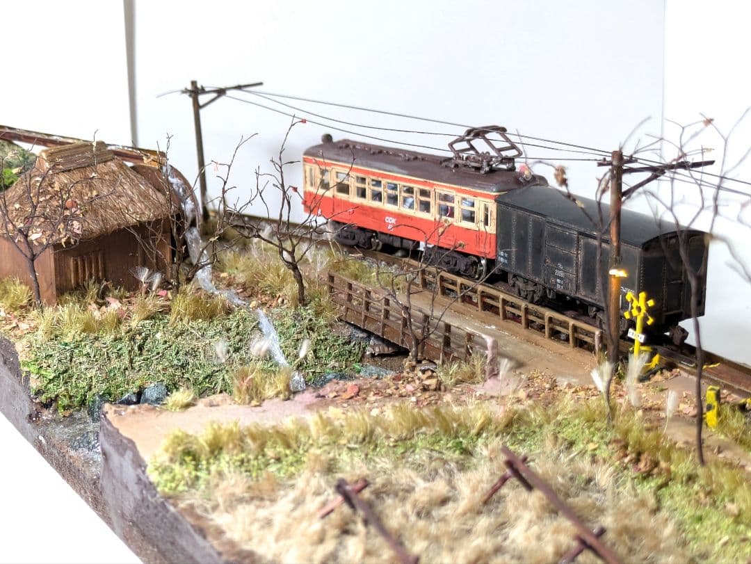 林*和様 Nゲージ・ジオラマ【貨車を繋いだ地鉄電車・秋】※車両付き