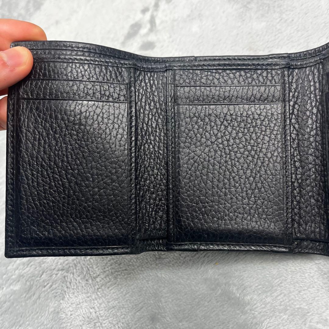 Gucci グッチ 3つ折り財布 GG マーモント レザー 黒 ブラック