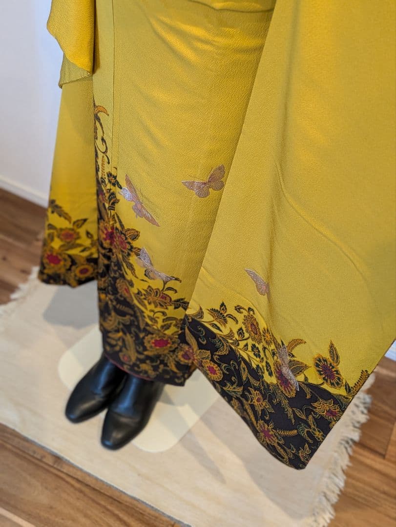 mn様 振袖フルセット 身丈165裄67 銀彩 からし色 黒 やまと誂え 成人式