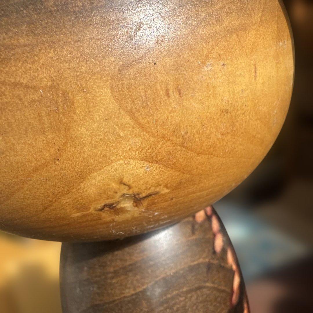 木製こけし 花模様 微笑み　渡辺正雄　彩秋