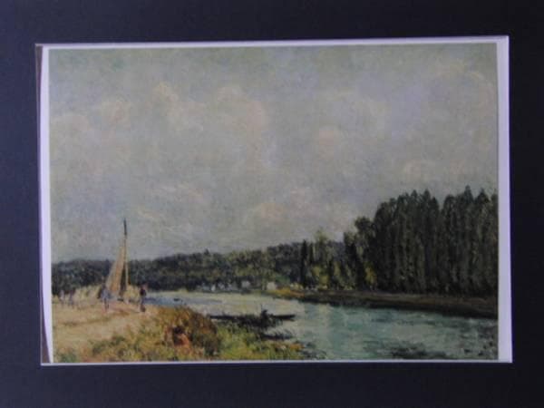 シスレー　Bords de l`Oise,.希少な額装用画集より、版上サイン